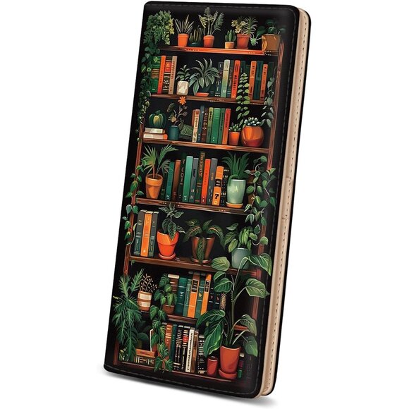 Accessories - Womens Wallet, Black Bookshelf Slim Thin RFID Blocking Credit Card Wallets, Long